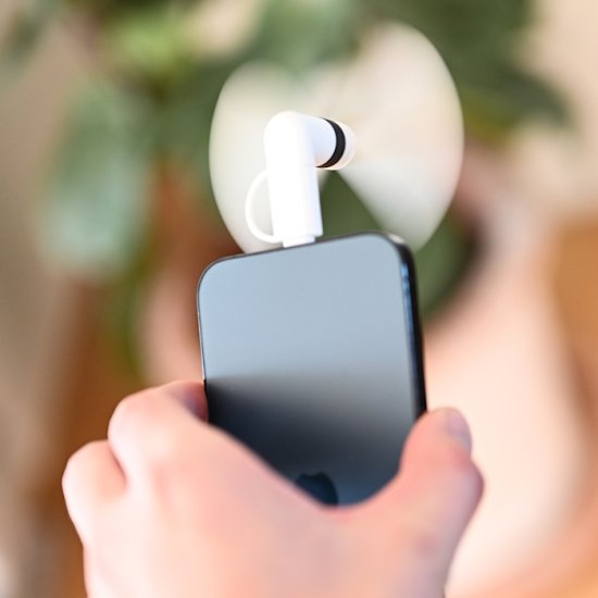 Mini-fan-håndvifte for iPhone och Android - Trykk på bildet for å lukke