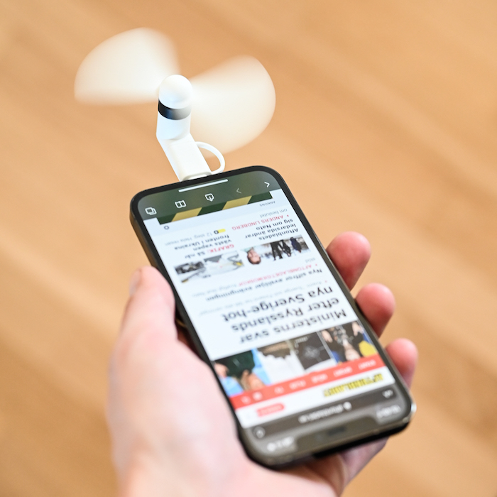 Mini-fan-håndvifte for iPhone och Android - Trykk på bildet for å lukke