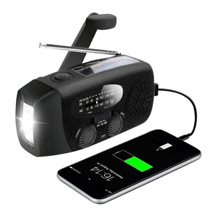Sveivradio med solceller og powerbank